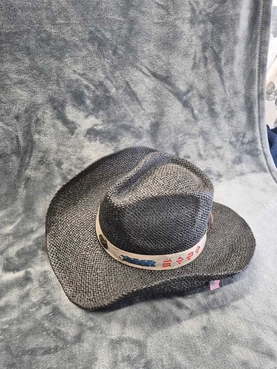 WESTERN COWBOY Charcoal Color Resemblance American Flag With Button Brass Tone - Picture 2 of 14